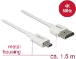 HDMI kabelis DeLOCK 85150 1,5 m HDMI A tipas į D tipą baltas