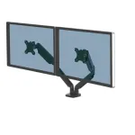 Fellowes Platinum Series dviejų monitorų laikiklis - monitorių stovas dviems 8 kg 40 colių ekranams - reguliuojamas dviejų monitorių stovas ant stalo - pakreipimas 45&deg; pasukimas 180&deg; sukimas 360&deg; sukimas 360&deg;, VESA 75 x 75/100 x 100 - juoda