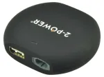 2-Power 12V automobilinis įkroviklis 15-20V 90W + 2.1A USB, 15 V, juodas, 54 mm, 67 mm, 18 mm, 194 g