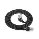 ACT Black 5 m U/FTP CAT6A LSZH Slimline patch laidas su RJ45 jungtimis 90&deg; kampu žemyn į tiesų