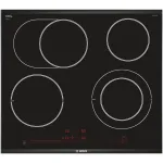 Bosch Serie 8 PKN675DP1D įmontuojama keraminė kaitlentė, juoda, nerūdijantis plienas, 4 zonos