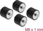 Delock Vibration Damper M6 x 1 mm D 25 x H 20 mm with 2 x External Thread 4 Pieces Black (60815)