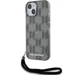 Karl Lagerfeld KLHCP15SHKDPNSK iPhone 15 / 14 / 13 6.1 Black Hardcase IML Mono KL Pattern & Cord