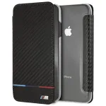 BMW M Carbon Tricolor Stripe Book Case, skirta Apple iPhone XS Max &ndash; juoda