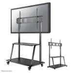 Neomounts NS-M4000BLACK televizoriaus vežimėlis, grindų stovas 60-105 colių (152,4-267 cm), didžiausia apkrova 150 kg, VESA 200x200-1000x600, auk&scaron;tis reguliuojamas, su lentyna, juodos spalvos