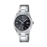 CASIO Women's LTP1302PD1A1V Analoginis Kvarcinis Laikrodis, Sidabrinis Nerūdijantis Plienas, Juodas Ciferblatas, 50m Atsparumas Vandeniu