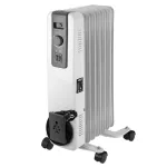 NEO TOOLS 90-151 1500W alyvos radiatorius su 7 sekcijomis, 3 &scaron;ilumos režimais, termostatu, apsauga nuo perkaitimo, nuo apvirtimo jungikliu, ratukais, baltas
