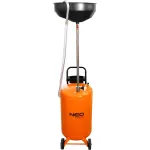 NEO TOOLS 10-810 Mobilus alyvos rinktuvas, gravitacinis, 70 L bakas, pneumatinis i&scaron;tu&scaron;tinimas, 420 mm padėklas, reguliuojamas auk&scaron;tis 1000-1600 mm