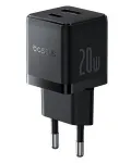 Baseus 20W USB-C & USB-A sieninis įkroviklis su PD 3.0 ir QC 3.0, EU ki&scaron;tuku, juodas