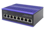 DIGITUS pramoninis 8 prievadų Fast Ethernet jungiklis DIN bėgiui, i&scaron;plėstas temperatūros diapazonas