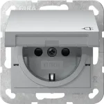 GIRA 441426 SCHUKO lizdas su atverčiamu dangteliu ir fiksavimo mechanizmu, System 55, blizgus grynas baltas