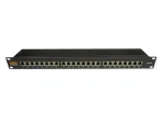 IT-BUDGET 19 inch Cat.6A ekranuotas 24 prievadų patch panelis, trumpo gylio, PoE+, 1U, juodas 90ITBPP6A1S