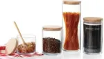 Ritzenhoff & Breker FAIA laikymo stiklainis, apvalus, 0,6 l, stiklas, cilindrinis, buko medienos dangtelis su silikonu, 3 vnt.