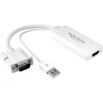 Delock - Video- / Audio-Adapter - USB, 15 pin D-Sub (DB-15) m&auml;nnlich zu HDMI weiblich - 25cm - wei&szlig; (62460)
