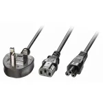 Lindy 2,5 m UK 3 kontaktų ki&scaron;tukas į IEC C13 ir IEC C5 &scaron;akotuvas, juoda