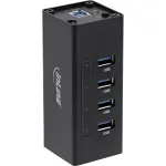 InLine USB 3.0 4 prievadų aktyvus USB centras su 2,5A maitinimo &scaron;altiniu, aliuminio korpusas