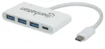 Manhattan 163552 4 prievadų USB 3.0 &scaron;akotuvas (3x USB-A, 1x USB-C) su USB-C Power Delivery