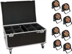 LED PAR &scaron;viestuvų rinkinys EUROLITE 20000881 &mdash; 8 vnt., 12x8W QCL, su ratuotu transportiniu dėklu