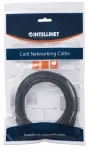 Intellinet tinklo jungiamasis kabelis, Cat6, 2 m, juodas, CCA, U/UTP, PVC, RJ45, paauksuoti kontaktai, apsaugotas nuo užkliuvimo, su gaubtuku, viso gyvenimo garantija
