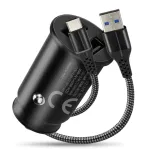 everActive CC-25C automobilinis įkroviklis, 2x USB 12 W, su USB-C kabeliu
