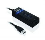 USB 3.2 Gen 1 Type-A 4 prievadų USB &scaron;akotuvas IBOX IUH3FB, 5000 Mbit/s, juodas, 0,5 m kabelis