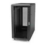 StarTech.com 4-Post 32U Server Rack Cabinet, užrakinama 19 colių duomenų spinta kompiuteriams, AV/IT įrangai, biuro / namų tinklo stovas su ratukais ir reguliuojamais montavimo bėgeliais