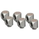 Thermal Grizzly DeltaMate Rotary Fitting - 90&deg;, Matt Nickel, 6-Pack