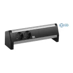 Bachmann DESK 2x Schuko (Type F) maitinimo blokas su USB-C 30W įkrovikliu, aliuminis/plastikas, 2m laidas