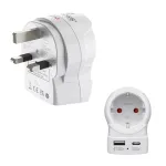 Hama kelioninis adapteris EU į UK 1x USB-A USB-C Power Delivery 20W baltas