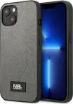 Karl Lagerfeld KLHCP13MSFMP2DG Saffiano Plaque Hard Case, skirta iPhone 13/14/15 6,1 colio - sidabrinė