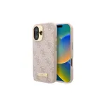 Guess GUHMP16SU4GPRP iPhone 16 6,1 col. kietas dėklas rožinis su 4G logotipo plok&scaron;te ir MagSafe