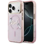 Karl Lagerfeld IML Choupettes KarlScript Logo MagSafe Case, skirta Apple iPhone 17 Pro, rožinė