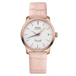 MIDO Baroncelli III Lady automatinis laikrodis 33mm rausvo aukso PVD nerūdijantis plienas sidabrinis ciferblatas ruda odinė apyrankė M027207360100