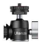 ULANZI U-60 Mini Ball Head su dviem Cold Shoe laikikliais, 1/4 inch sriegis, aliuminio lydinys, 1,5 kg apkrova, juoda