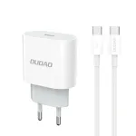 Dudao A14EUC 20W adapteris su 1 m USB-C į USB-C kabeliu, baltas