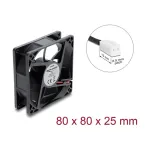Delock a&scaron;inis ventiliatorius 48 V DC, 80 x 80 x 25 mm, 2 kontaktų jungtis, juodos spalvos