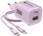 Forcell F-Energy GaN III VT-41 33W 1x USB-C 1x USB-A PD 3.0 QC 4.0 sieninis įkroviklis, violetinis