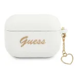 Guess GUAPLSCHSH AirPods Pro dėklas baltas silikoninis su &scaron;irdelės pakabuku, Charm Heart kolekcija