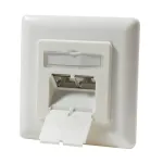 DSIT DC-Wall-In-STP6-I įleidžiama Cat. 6 ekranuota dviguba RJ45 rozetė, dramblio kaulo spalvos