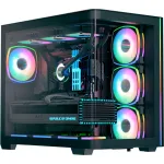 Bok&scaron;tinis kompiuterio korpusas AEROCOOL P500C EVO-G-BK-v1 su 2 grūdinto stiklo plok&scaron;tėmis, juodas