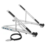 Targus AWU100205GL ne&scaron;iojamojo kompiuterio pakyla su 4 USB prievadų &scaron;akotuvu, 25,4&ndash;39,6 cm (10&ndash;15,6 colio), sidabrinė