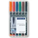 Permanentinis žymeklis Staedtler 313 WP6 &ndash; 6 spalvų rinkinys (juoda, mėlyna, ruda, žalia, oranžinė, raudona)