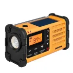 Ne&scaron;iojamas avarinis radijas Sangean MMR-88 (USB-C) geltonas &ndash; sukamoji rankenėlė, saulės baterija, akumuliatorius, AM/FM, orų perspėjimas