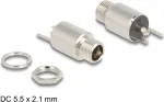 DeLOCK DC jungtis moteri&scaron;ka 5,5 x 2,1 mm skirta litavimui, skirta montuoti į skydelį, 20 V 10 A