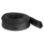 DeLOCK Braided Sleeve su užtrauktuku, kar&scaron;čiui atspari, 5 m x 50 mm, juoda