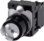Siemens 3SU1100-4BF11-1BA0 elektrinis pavarų blokas, juodos ir metalinės spalvos