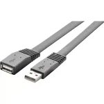 Renkforce 1365367 USB 2.0 ilginamasis kabelis, USB-A ki&scaron;tukas&ndash;USB-A lizdas, 3 m, labai lankstus, juodas