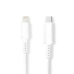 Nedis 2m USB-C &ndash; Lightning laidas, skirtas iPad, iPhone, iPod, baltas