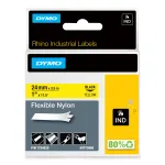 DYMO Rhino Industrial Flexible Nylon Labels | 24 mm x 3,5 m | Juodas spausdinimas ant geltonos | Lipni juosta | skirta Rhino ir LabelManager žymekliams