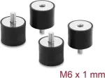 Delock Vibration Damper M6 x 1 mm D 25 x H 20 mm su vidiniu ir i&scaron;oriniu sriegiu, 4 vnt., juodos spalvos